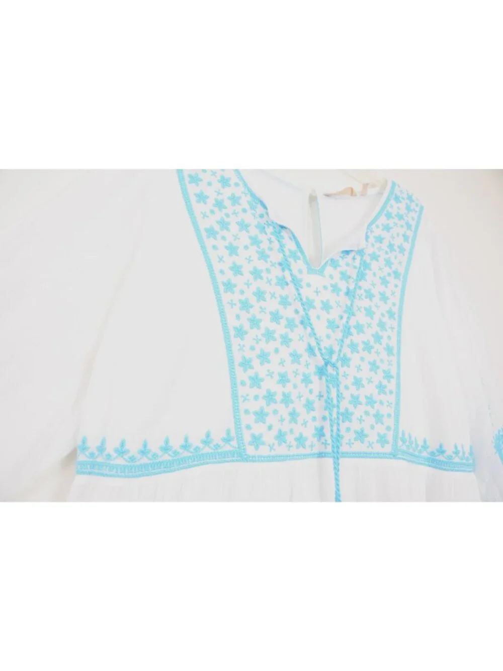 Soft Surroundings Juniper PLUS 1X Embroidery Gauze 3/4 Sleeve Dress Beach Boho - Picture 10 of 14